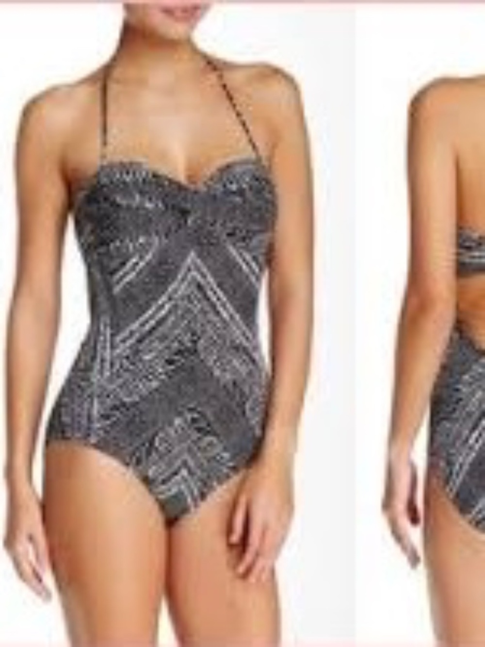 Robin Piccone 10 Renee Batik Twist Bandeau One-Piece Swimsuit.